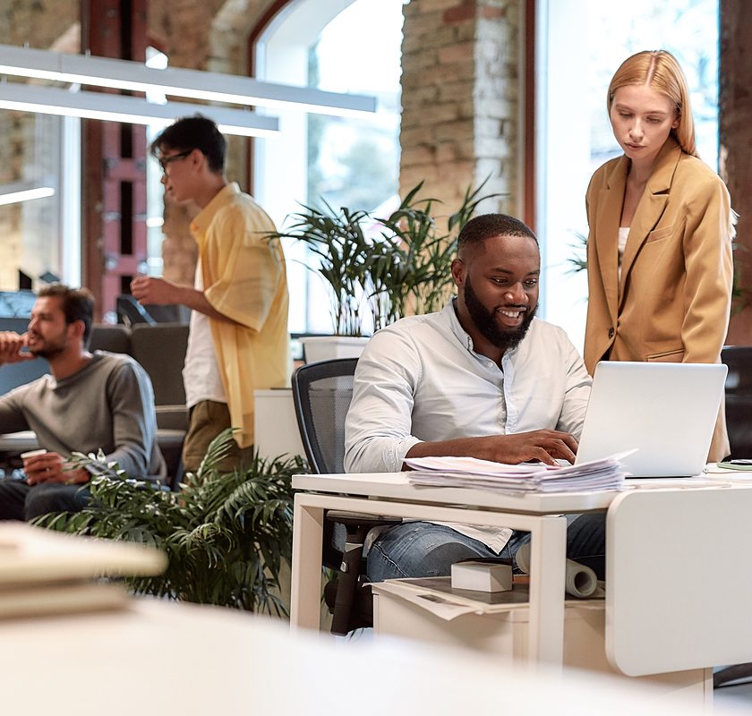 office smiling workers