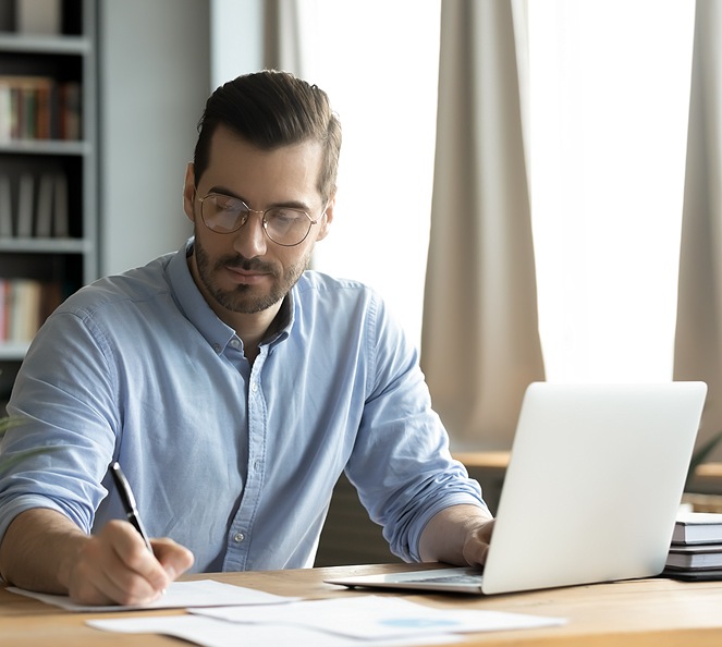 man working at desk