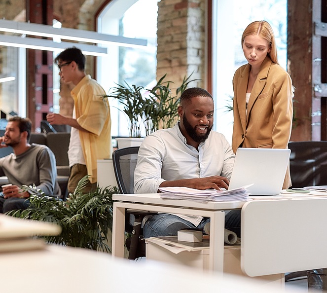 office smiling workers